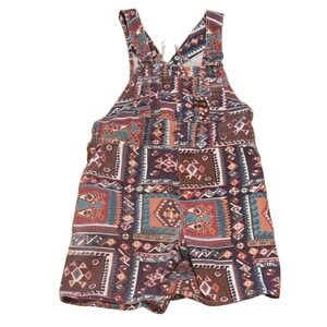 Big Smith Southwestern Pattern Short Overalls Aztec Waist 38 Union Made